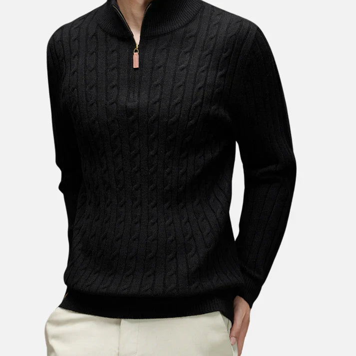 Ethan | Men's Half-Zip Sweater | Cable-Knit · PNY