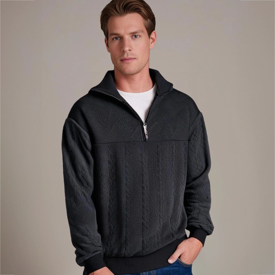 Ethan | Men's Half-Zip Sweater | Cable Knit · PNY