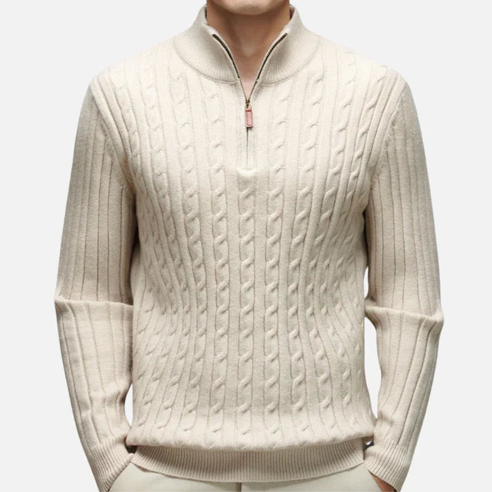 Ethan | Men's Half-Zip Sweater | Cable-Knit · PNY