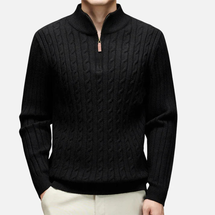 Ethan | Men's Half-Zip Sweater | Cable-Knit · PNY