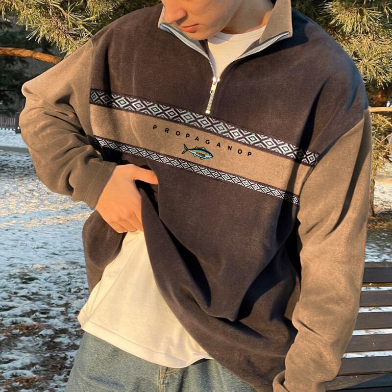 Ethan | Men's Half-Zip Sweatshirt | Aztec Pattern · PNY
