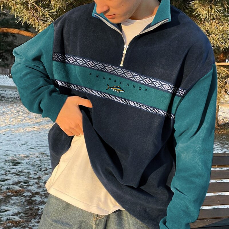Ethan | Men's Half-Zip Sweatshirt | Aztec Pattern · PNY