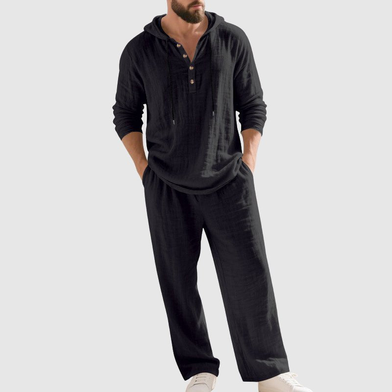 Ethan | Men's Hooded Lounge Set | Breathable Linen · PNY
