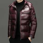 Ethan | Men's Hooded Puffer Jacket | Glossy Finish · PNY