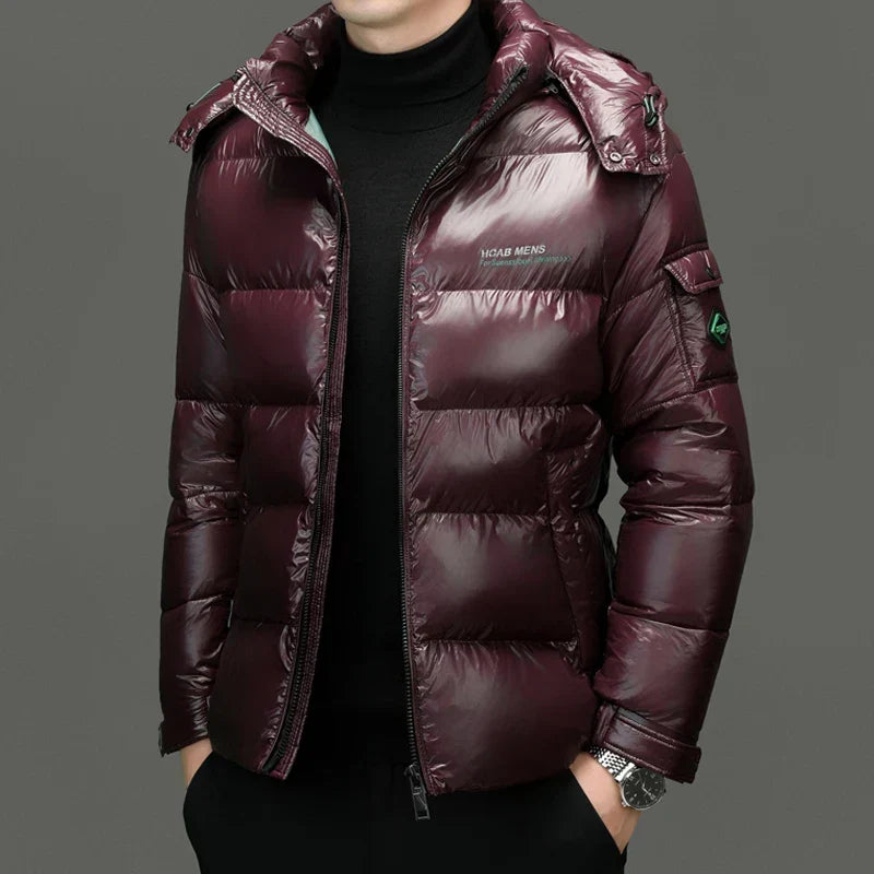 Ethan | Men's Hooded Puffer Jacket | Glossy Finish · PNY