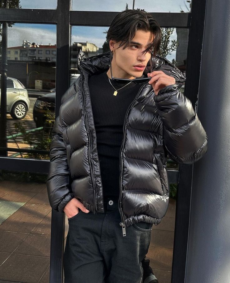 Ethan | Men's Hooded Puffer Jacket | Glossy Finish · PNY