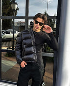 Ethan | Men's Hooded Puffer Jacket | Glossy Finish · PNY