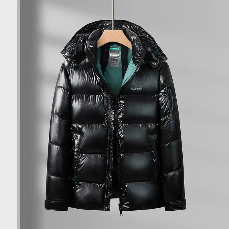 Ethan | Men's Hooded Puffer Jacket | Glossy Finish · PNY