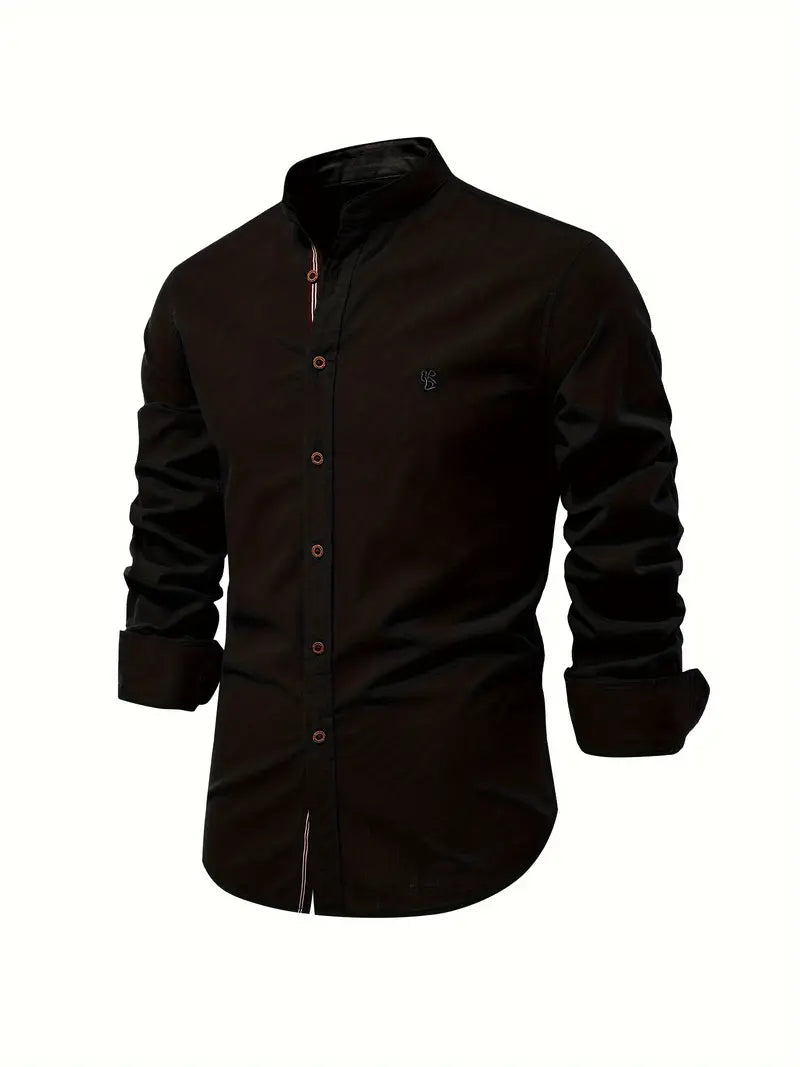 Ethan | Men's Mandarin-Collar Shirt | Button-Front · PNY