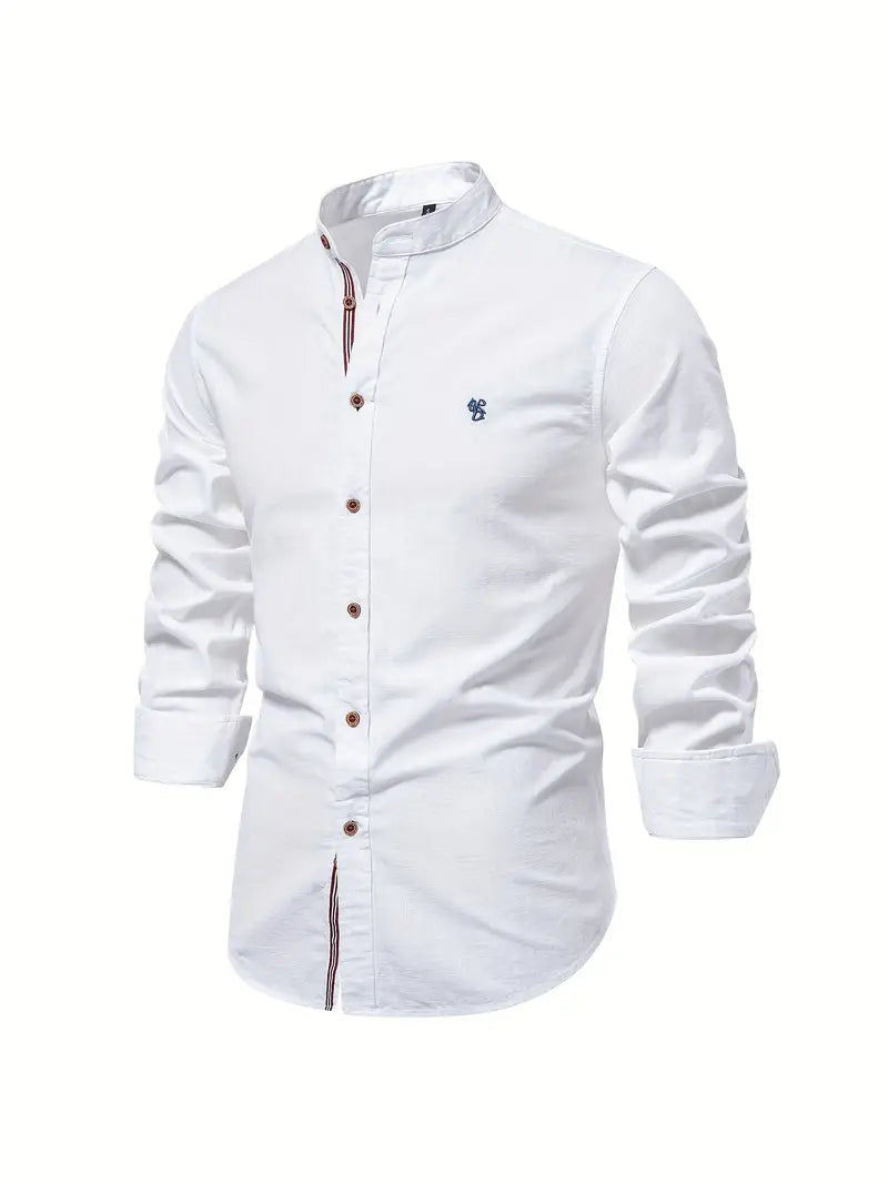 Ethan | Men's Mandarin-Collar Shirt | Button-Front · PNY