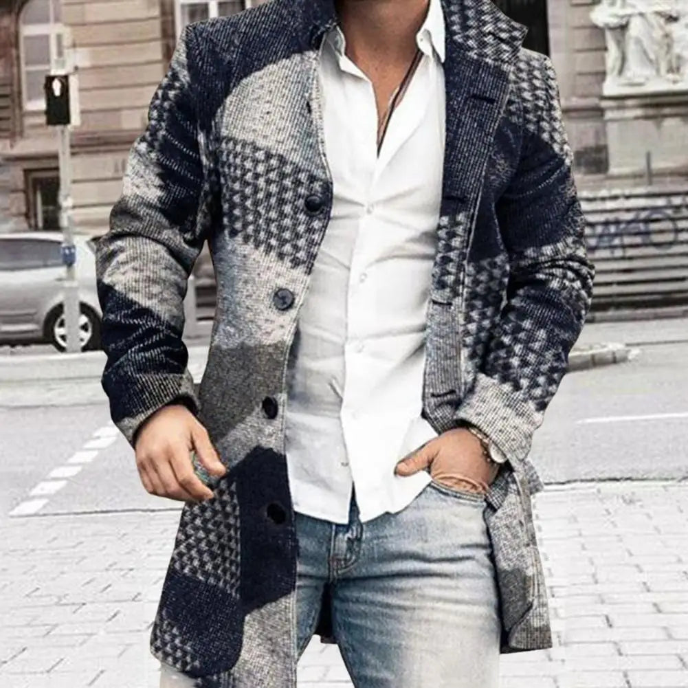 Ethan | Men's Single-Breasted Overcoat | Plaid · PNY
