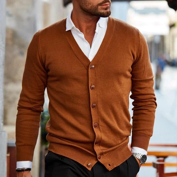 Ethan | Men's V-Neck Cardigan | Button-Up Knit · PNY