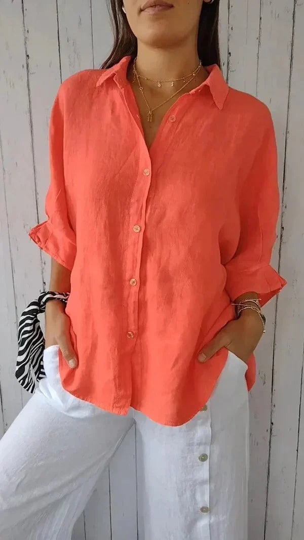 Grace | Women's Oversized Blouse | Button-Up Linen · PNY