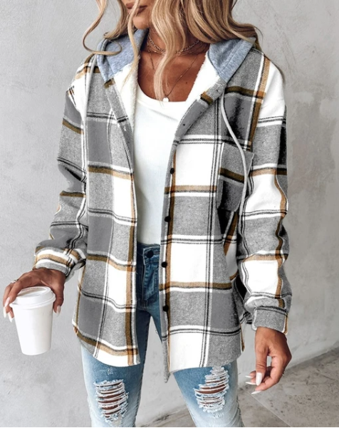 Hailey | Women's Hooded Shacket | Plaid Flannel · PNY