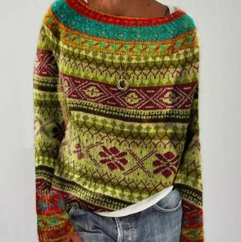 Hannah | Women's Crewneck Sweater | Fair Isle · PNY