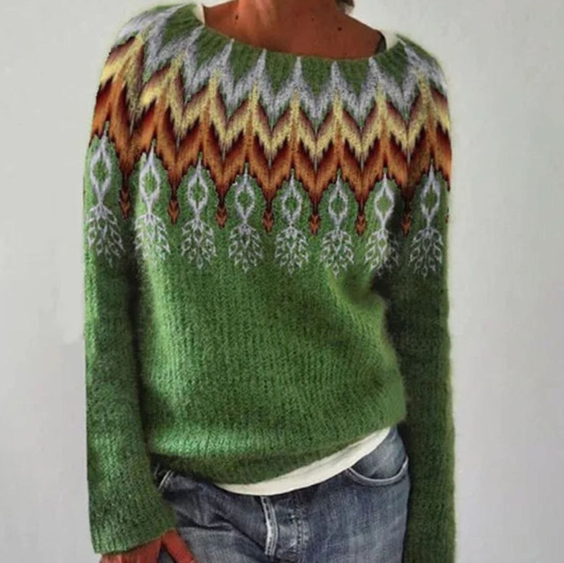 Hannah | Women's Crewneck Sweater | Fair Isle · PNY