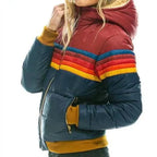 Hannah | Women's Hooded Puffer Jacket | Striped Accent · PNY