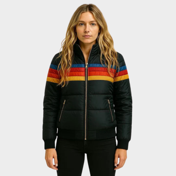 Hannah | Women's Hooded Puffer Jacket | Striped Accent · PNY