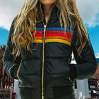 Hannah | Women's Hooded Puffer Jacket | Striped Accent · PNY