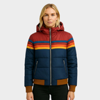 Hannah | Women's Hooded Puffer Jacket | Striped Accent · PNY