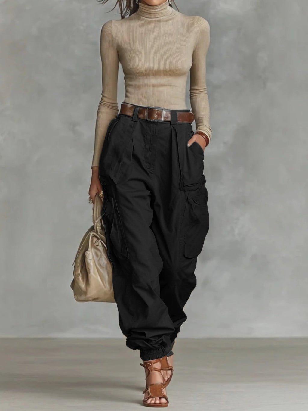 Harper | Women's Baggy Cargo Pants | Cinched Ankle · PNY