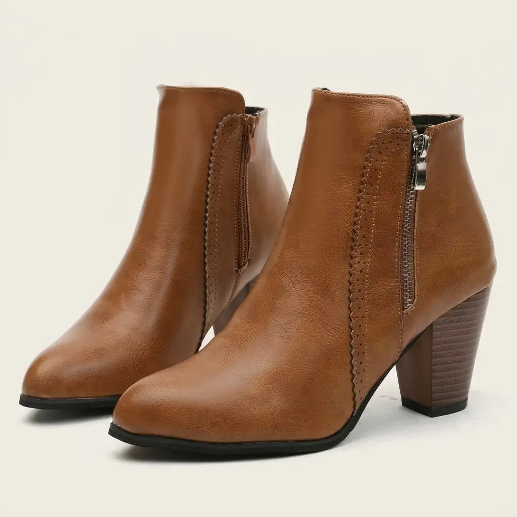 Harper | Women's Block-Heel Ankle Boots | Side Zip · PNY