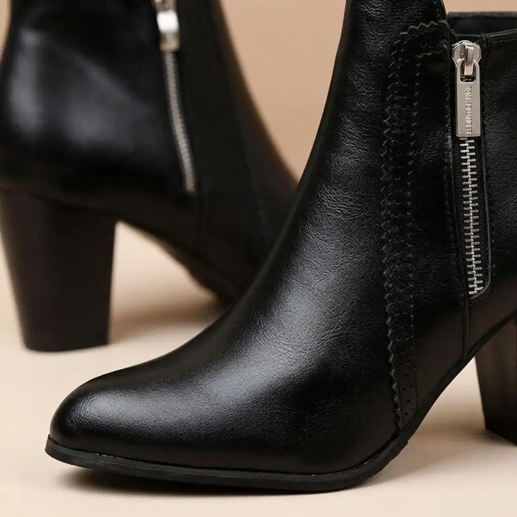 Harper | Women's Block-Heel Ankle Boots | Side Zip · PNY