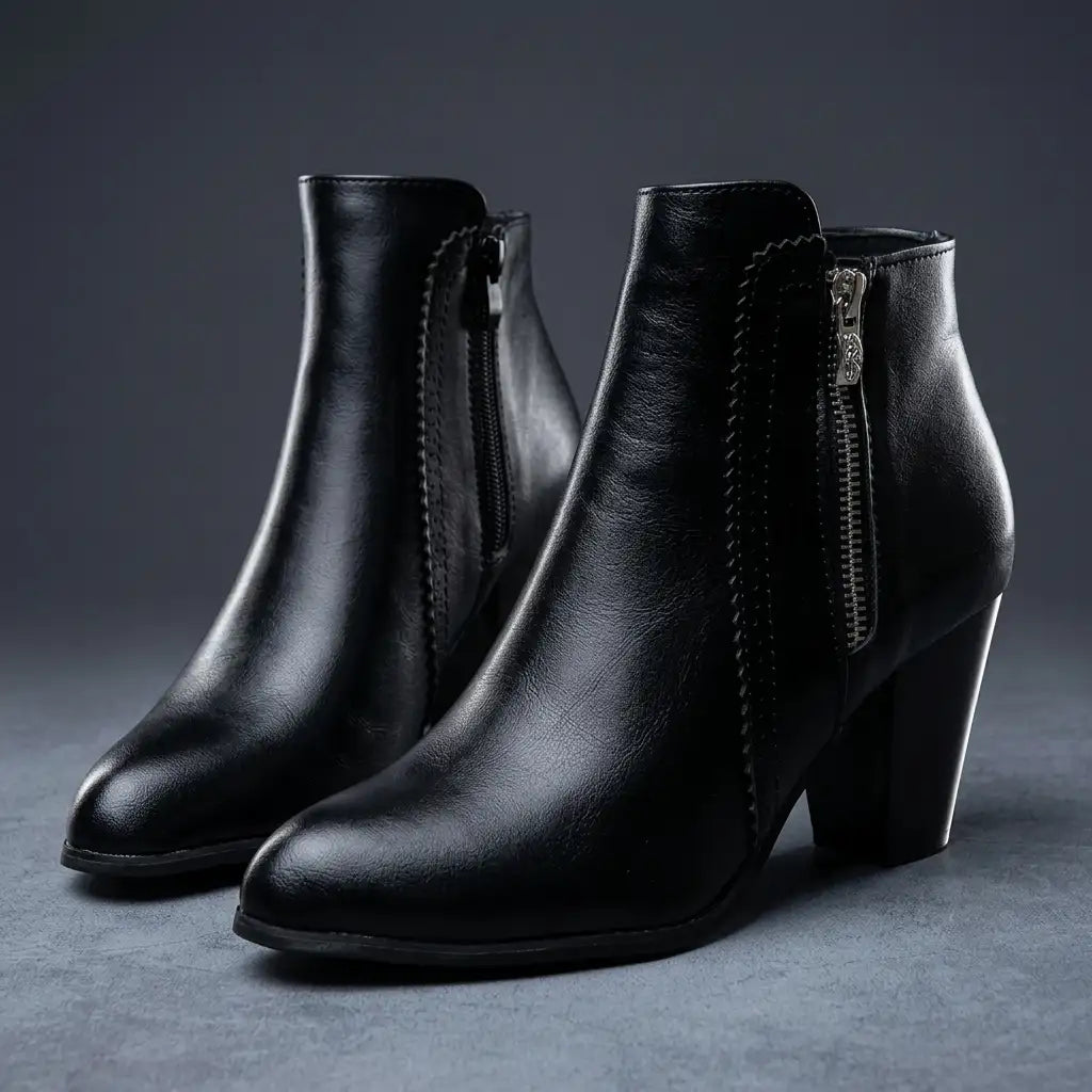 Harper | Women's Block-Heel Ankle Boots | Side Zip · PNY