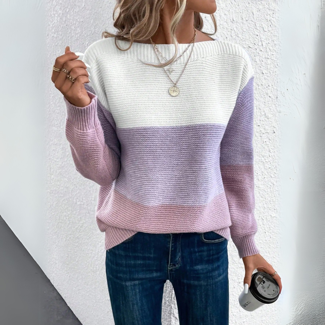 Harper | Women's Boat-Neck Sweater | Color Block · PNY