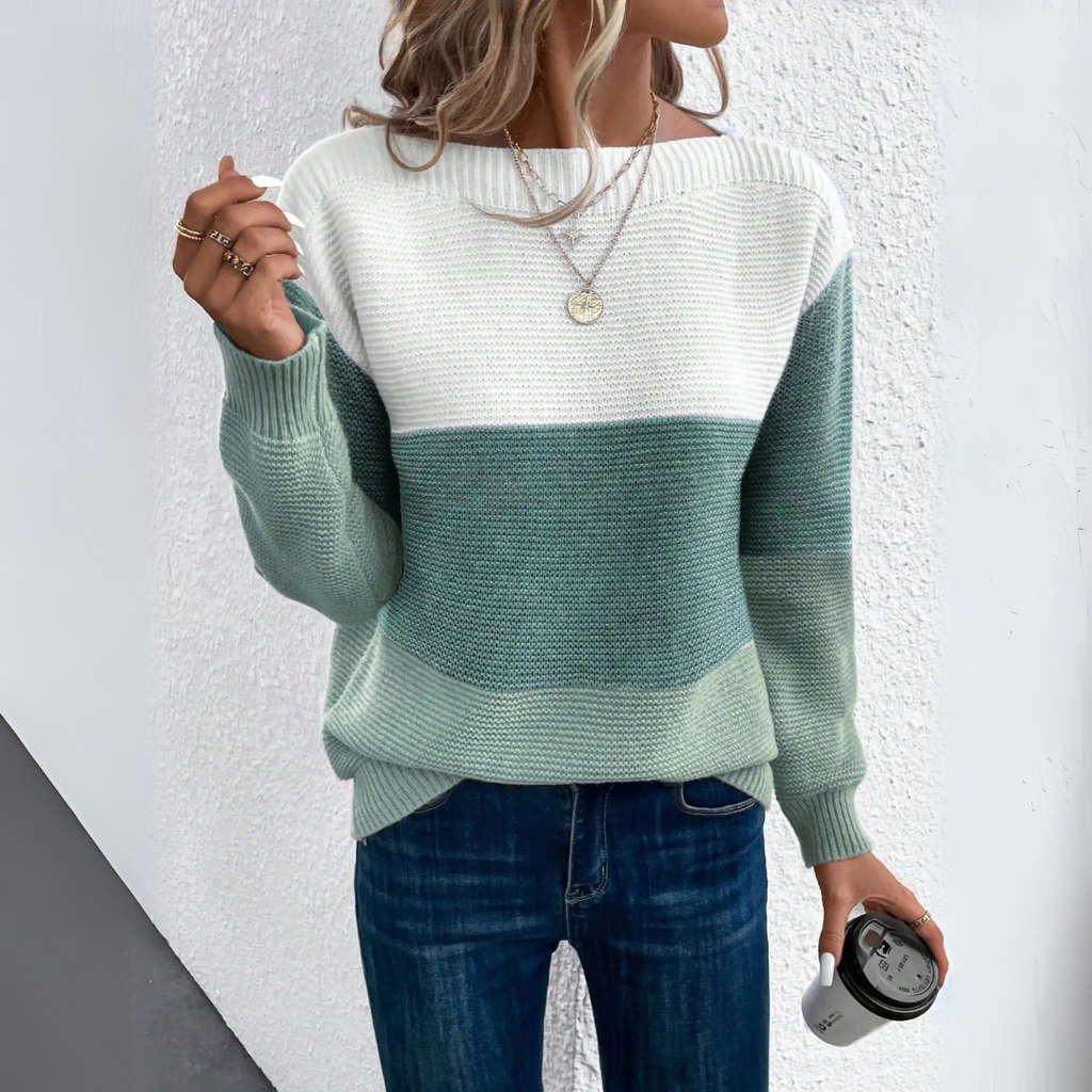 Harper | Women's Boat-Neck Sweater | Color Block · PNY