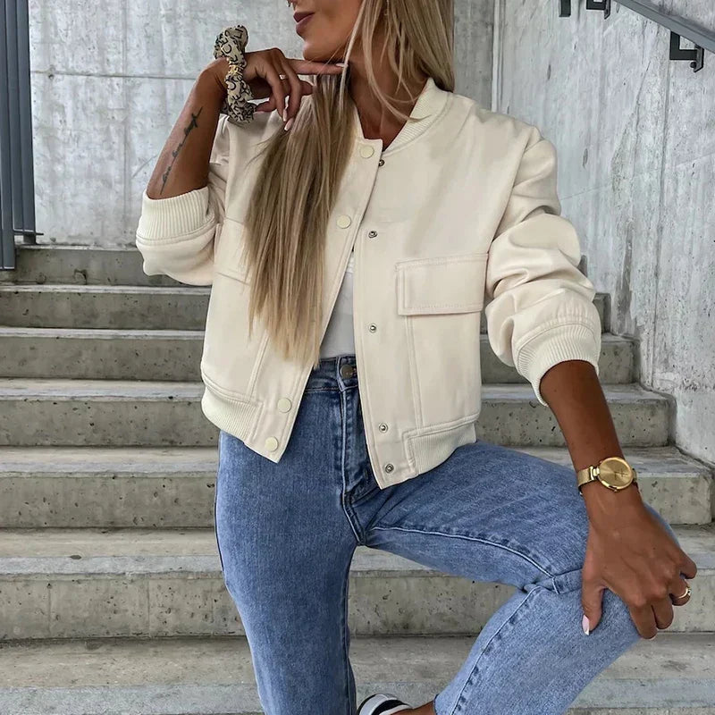 Harper | Women's Bomber Jacket | Flap Pockets · PNY