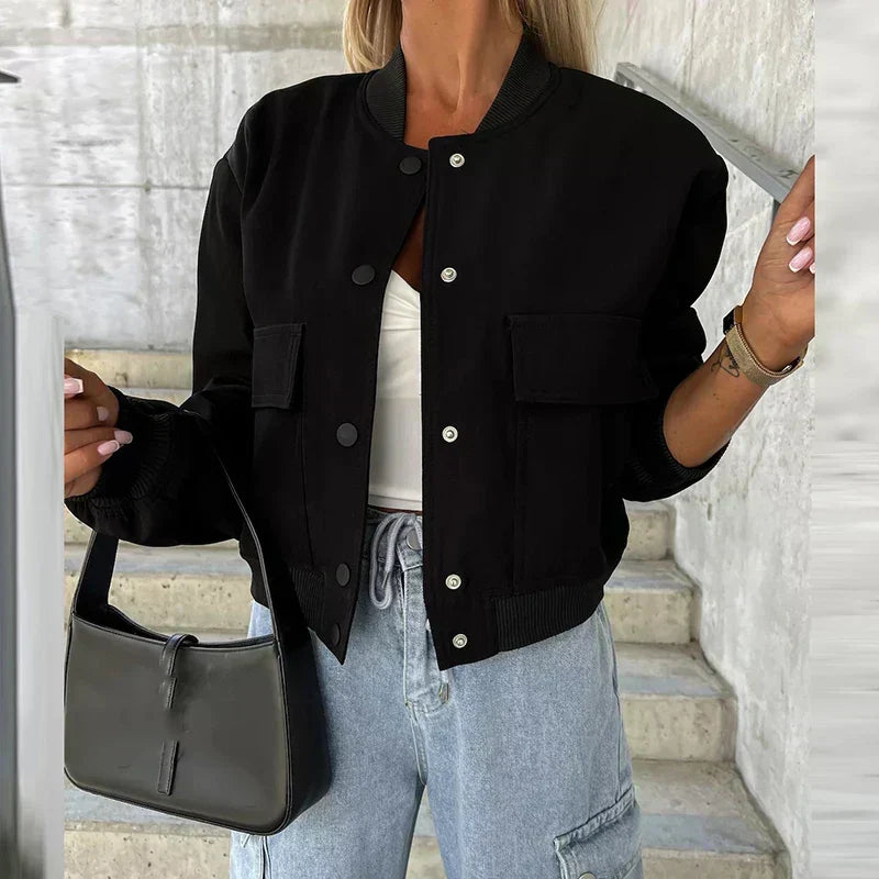 Harper | Women's Bomber Jacket | Flap Pockets · PNY