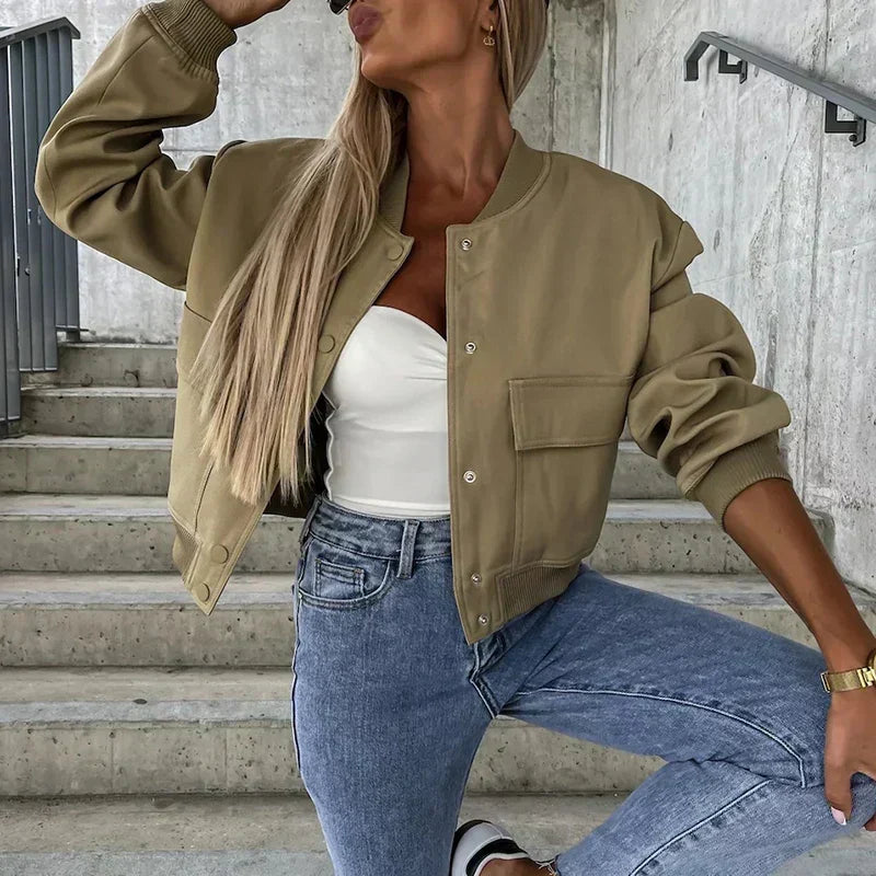 Harper | Women's Bomber Jacket | Flap Pockets · PNY
