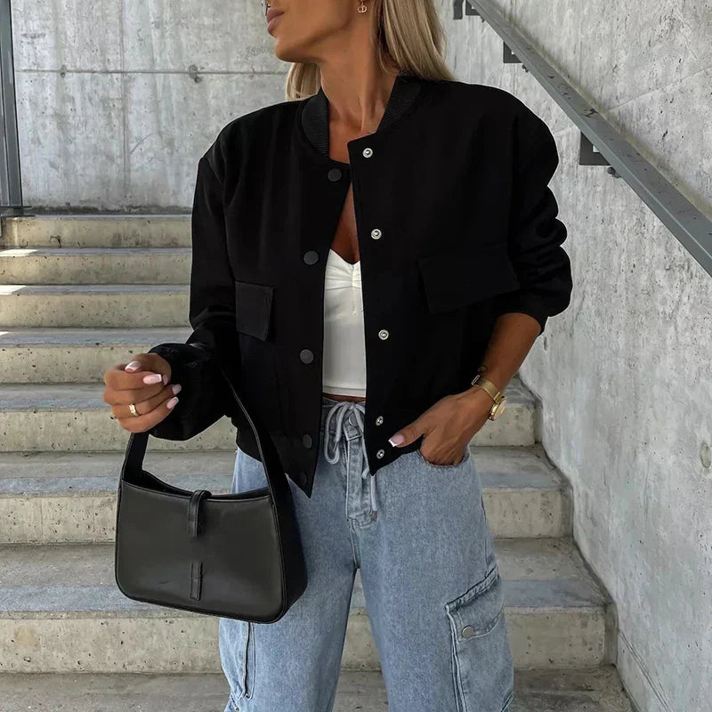 Harper | Women's Bomber Jacket | Flap Pockets · PNY
