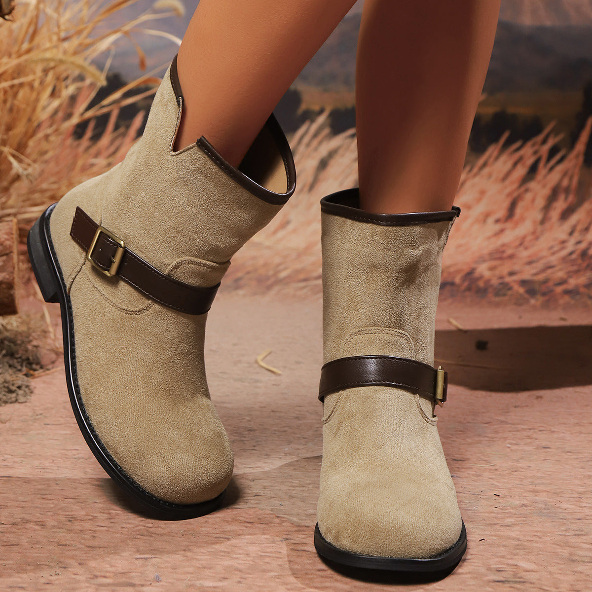 Harper | Women's Buckle Ankle Boots | Suede · PNY