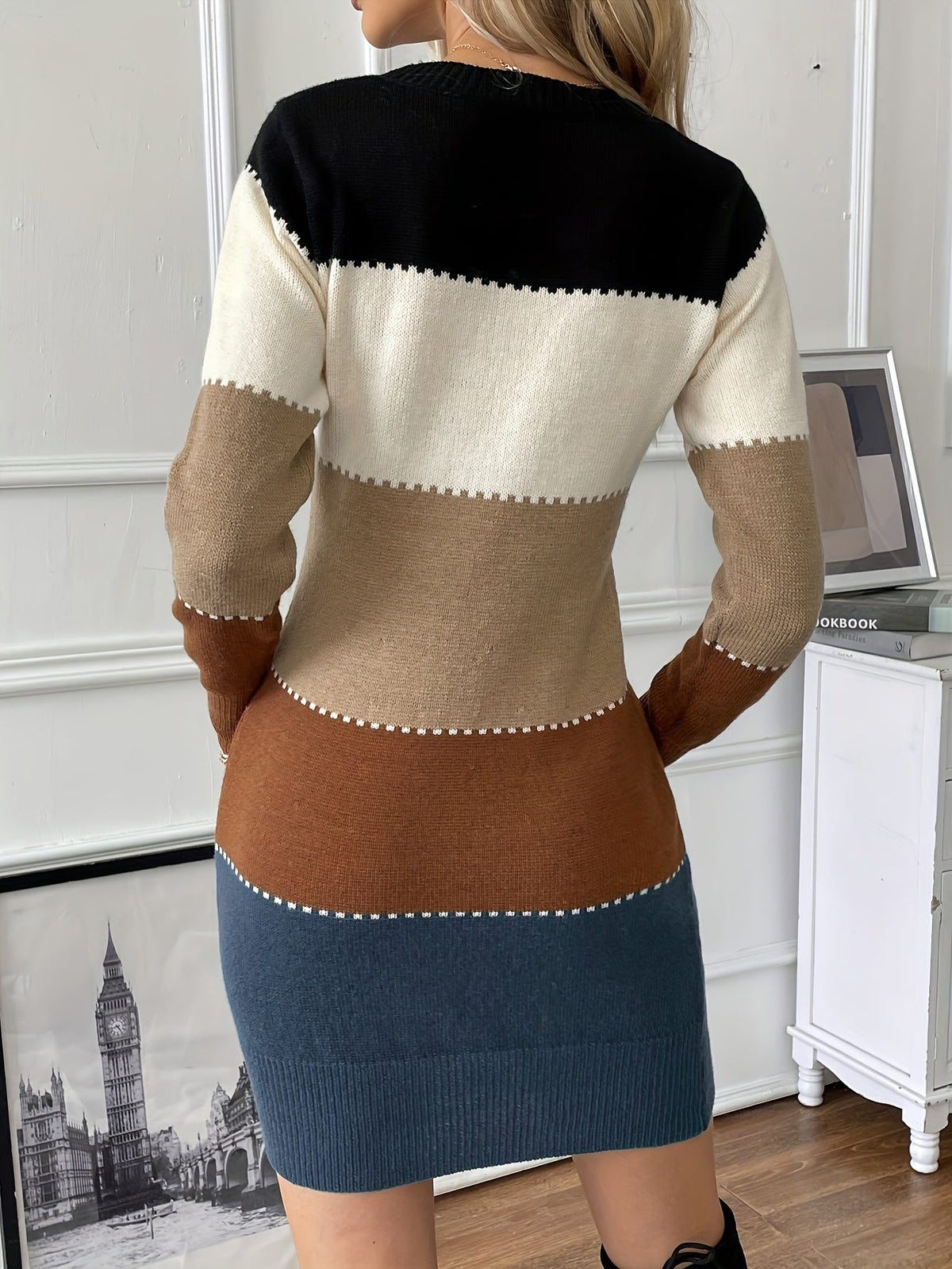 Harper | Women's Colorblock Sweater Dress | Bodycon Fit · PNY