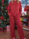 Harper | Women's Crewneck Loungewear Set | Wide-Leg Pants