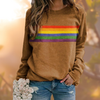 Harper | Women's Crewneck Sweatshirt | Rainbow Stripe · PNY