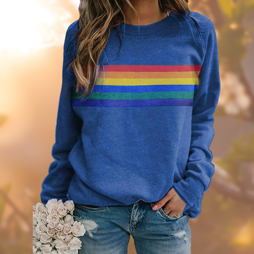 Harper | Women's Crewneck Sweatshirt | Rainbow Stripe · PNY