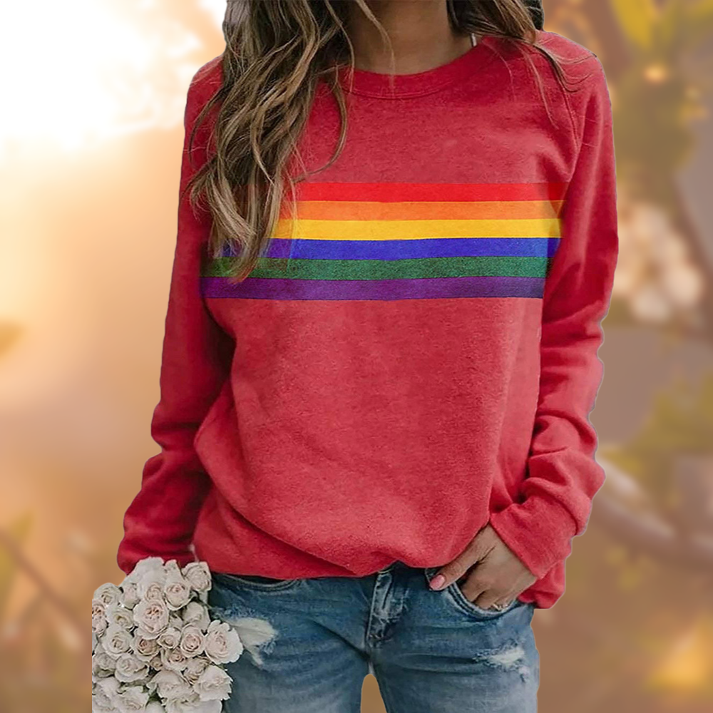 Harper | Women's Crewneck Sweatshirt | Rainbow Stripe · PNY