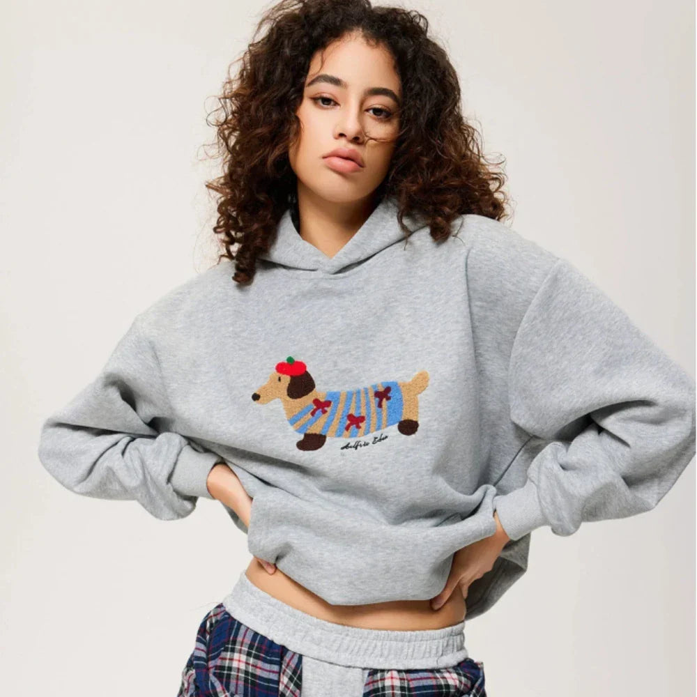 Harper | Women's Cropped Hoodie | Dog Embroidery · PNY