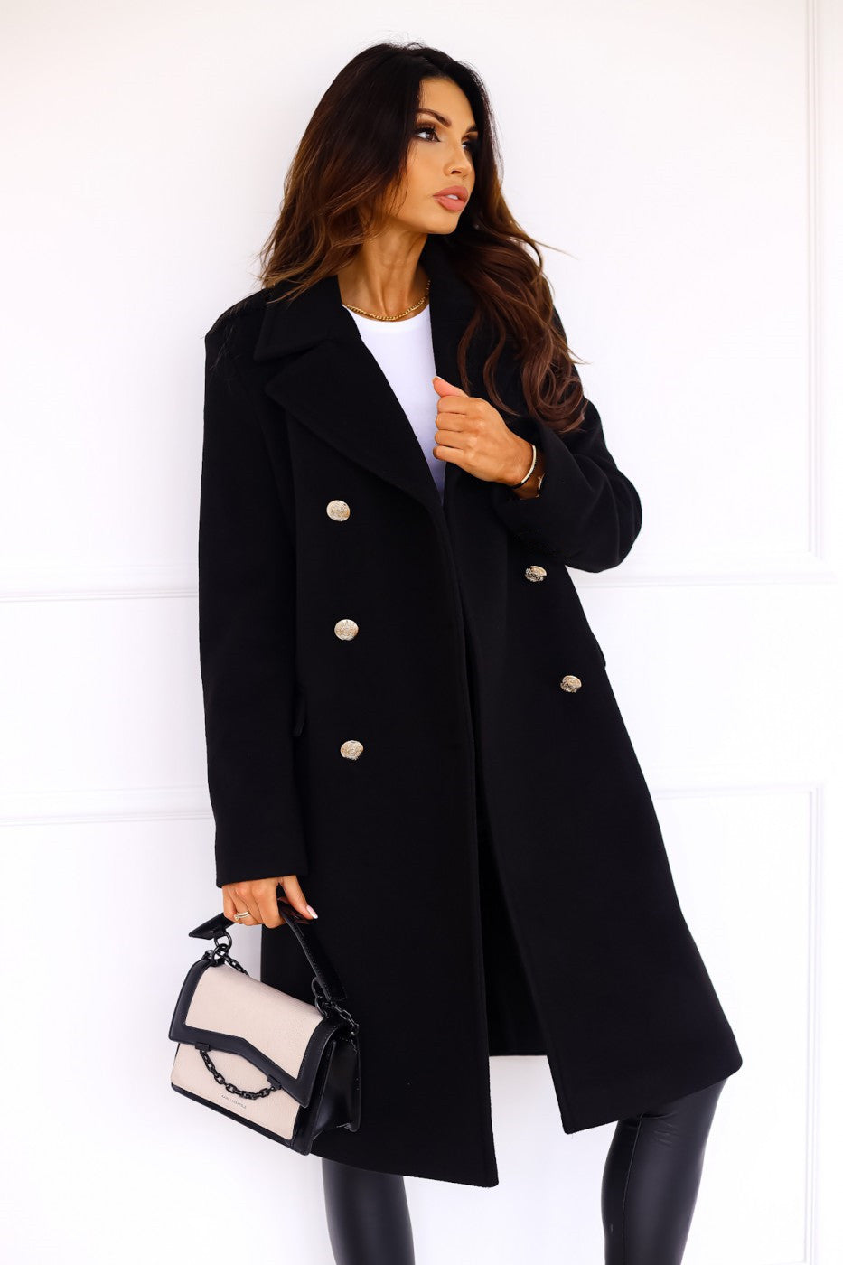 Harper | Women's Double-Breasted Coat | Gold Buttons · PNY