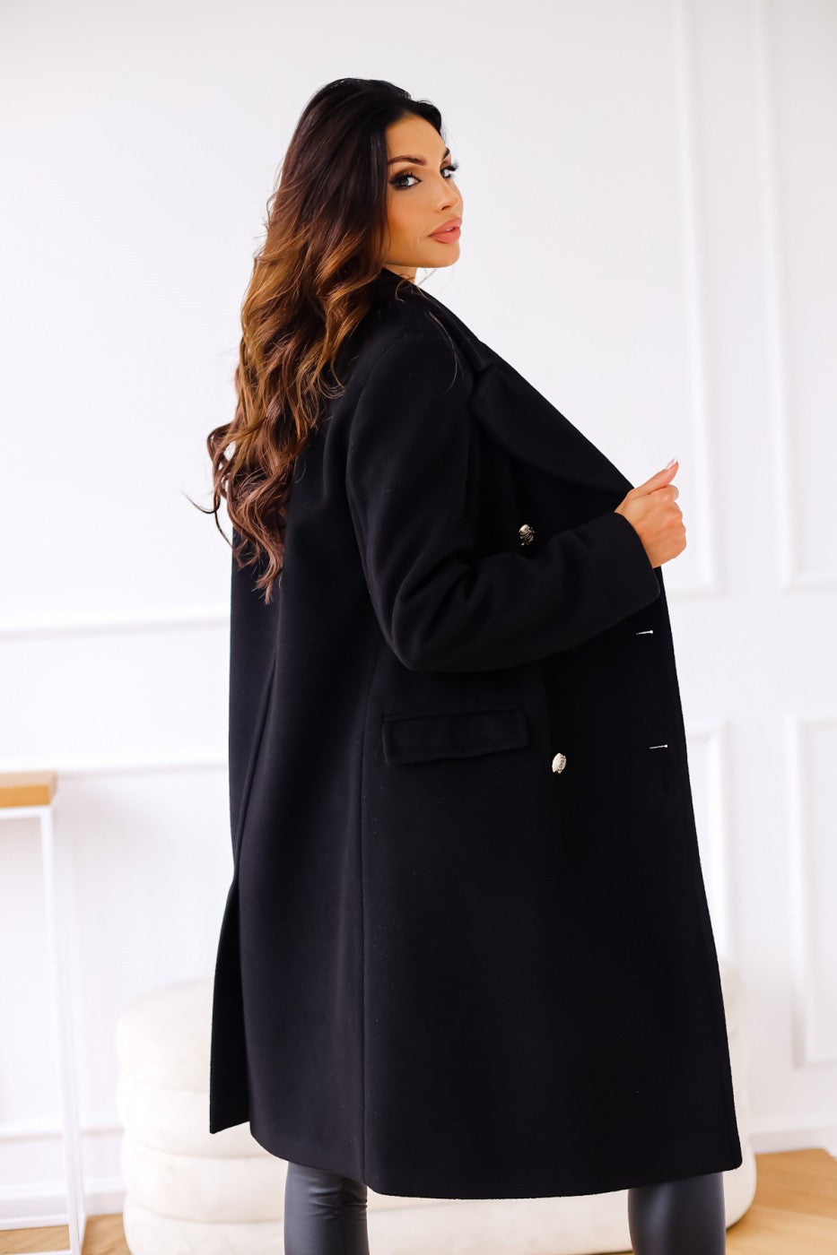 Harper | Women's Double-Breasted Coat | Gold Buttons · PNY
