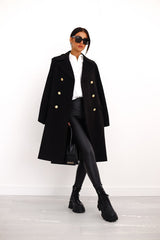 Harper | Women's Double-Breasted Coat | Gold Buttons