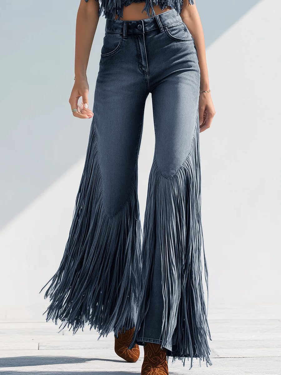 Harper | Women's Flared Jeans | Fringe Trim · PNY