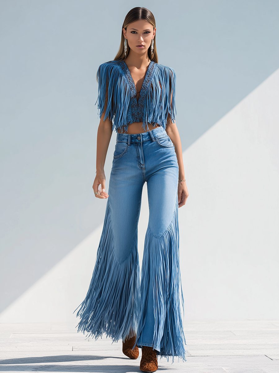 Harper | Women's Flared Jeans | Fringe Trim · PNY