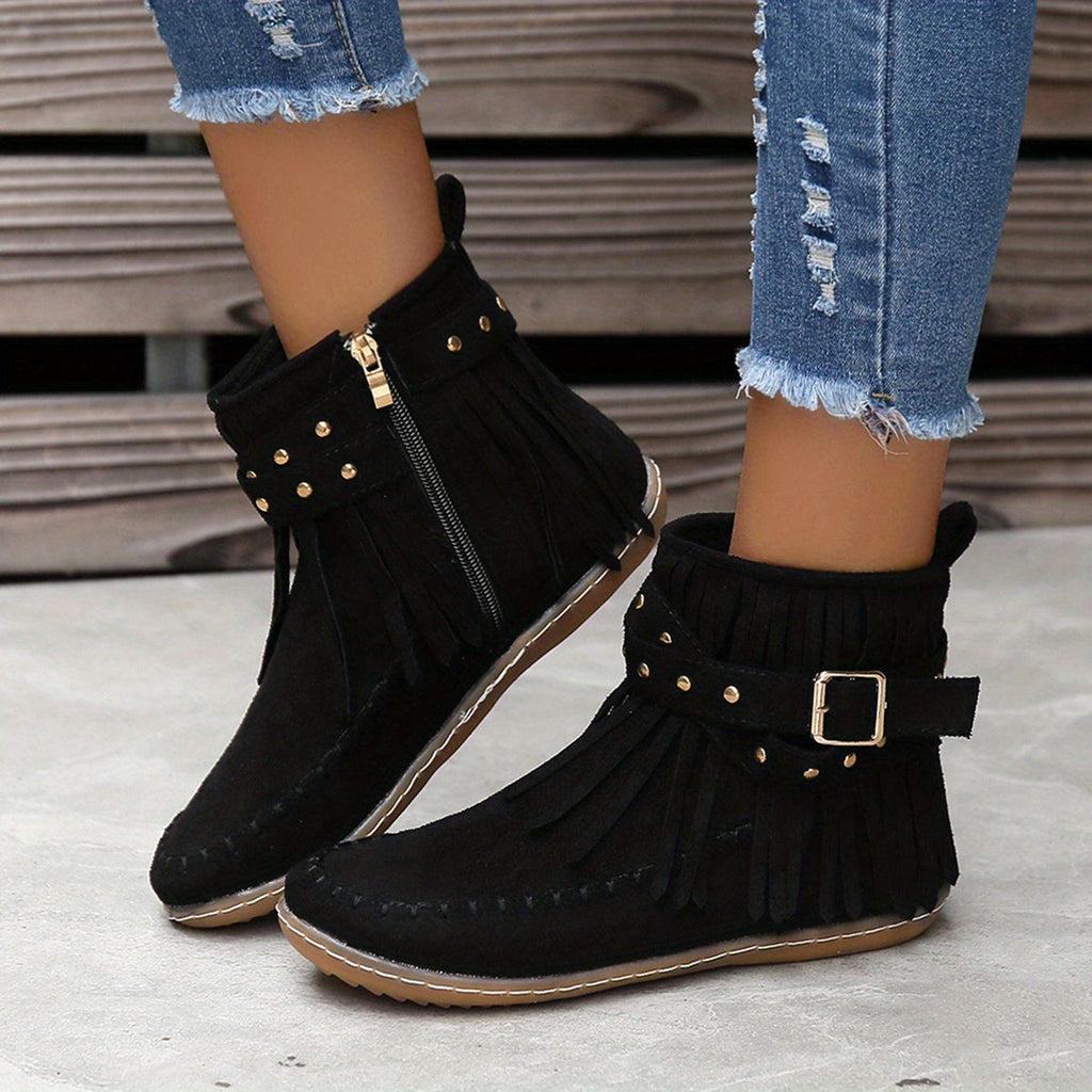 Harper | Women's Fringe Ankle Boots | Side Zip · PNY