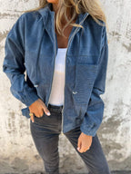 Harper | Women's Hooded Jacket | Corduroy Zip-Up · PNY