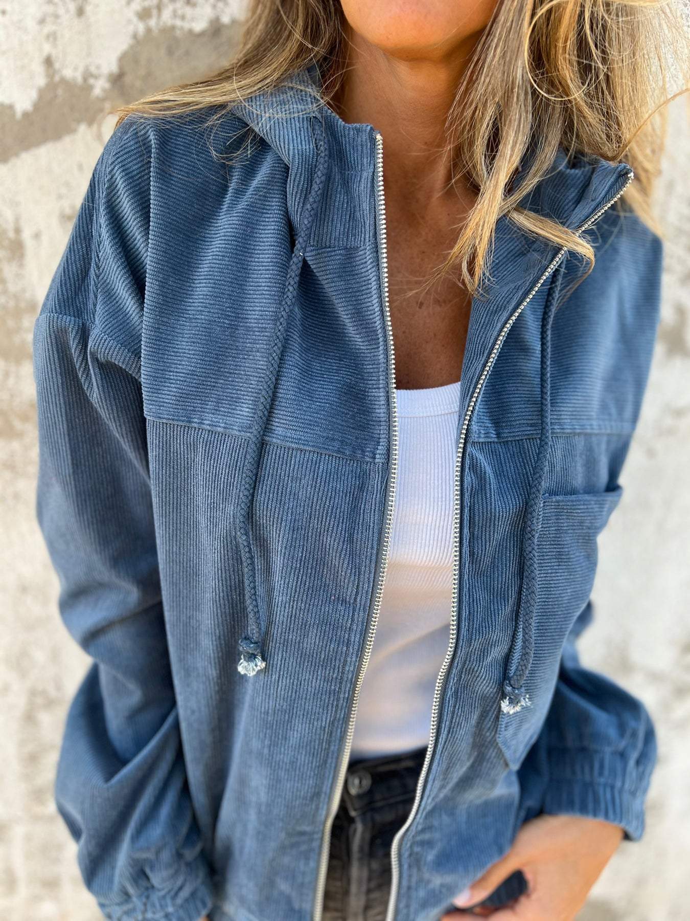 Harper | Women's Hooded Jacket | Corduroy Zip-Up · PNY