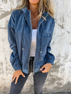 Harper | Women's Hooded Jacket | Corduroy Zip-Up · PNY